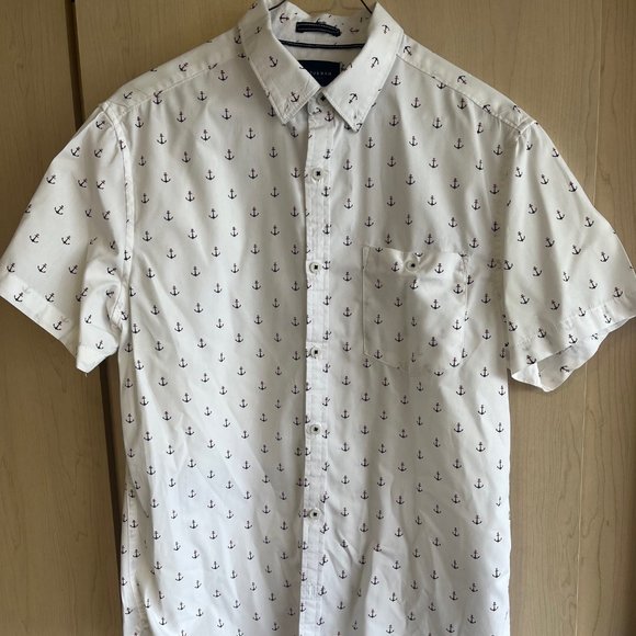 Cactus Man Anchor‎ Print Button Down Shirt Mens Size M Slim Fit RWB Ricky Singh - Picture 1 of 6